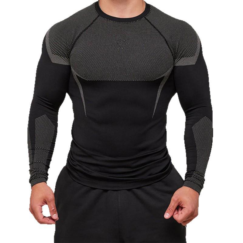 American Style Men's Quick Dry Color Block Long Sleeve Running Base Layer