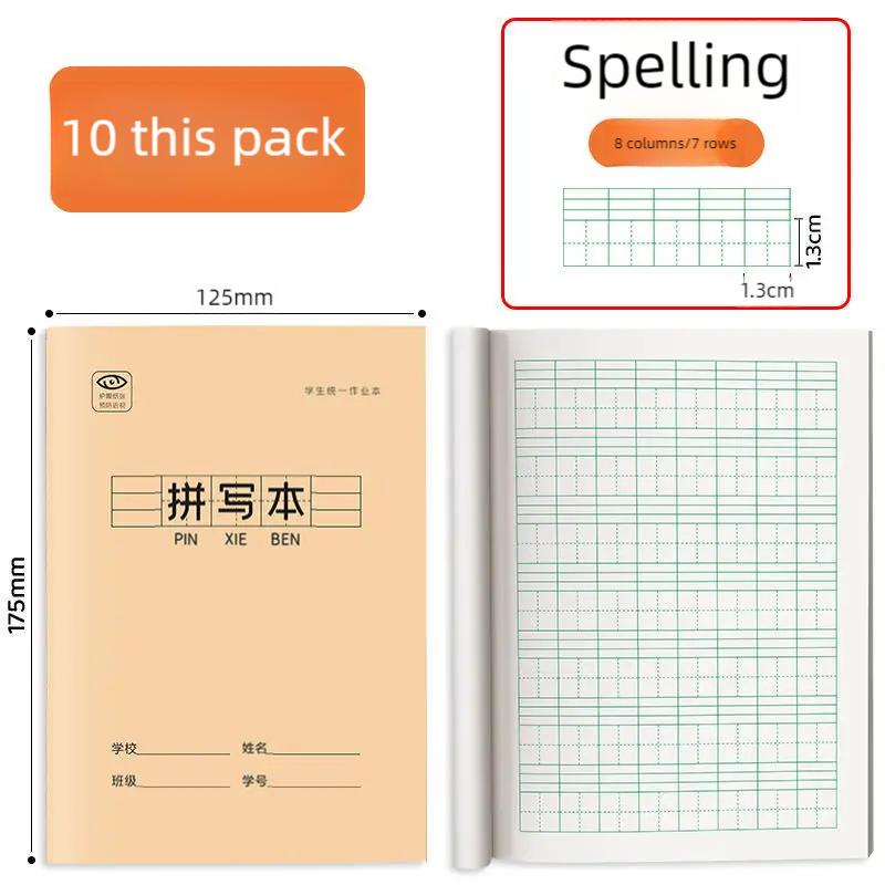 Chinese Grid Notebook 10 Pcs Primary School Student Learn Chinese Character Notebooks Tian Zi Ge Pinyin Words Chinese Stationery