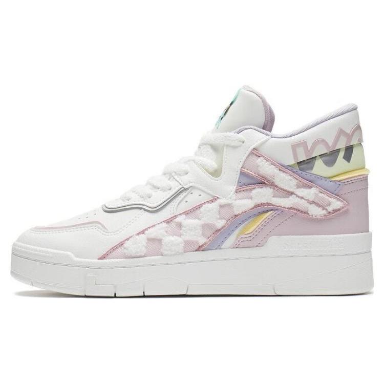 

new Disney x LiNing Wave Midprm Anti Slip And Wear Resistant Lightweight High Top Skateboard Shoes Women s White Pink 35.5