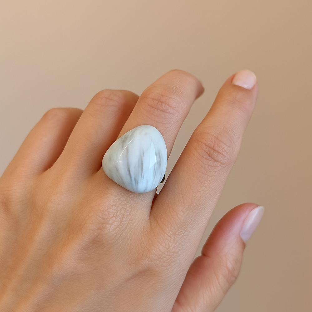 Melard Color Acrylic Geometric Ring Oval Wide Irregular Ring Unique Transparent Resin Ring  Jewelry