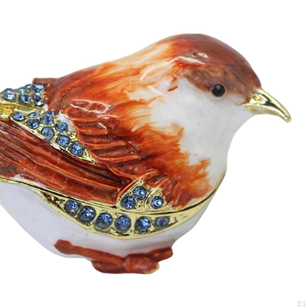 Holder, Enamel Hinged Jewelry Box, Bird Trinket Box Organizer Display for Christmas Earrings