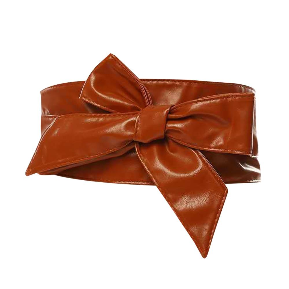 

Solid Color Women s Waist Belt Long Ribbon Beautiful Design Wide Waistband Fashionable Leather Elegant Bowknot PU Wide Belt