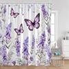 Colorful Butterfly Shower Curtains Flowers Blossom Floral Bathroom Curtain Polyester Fabric Bathtub Decor With Hooks For Home