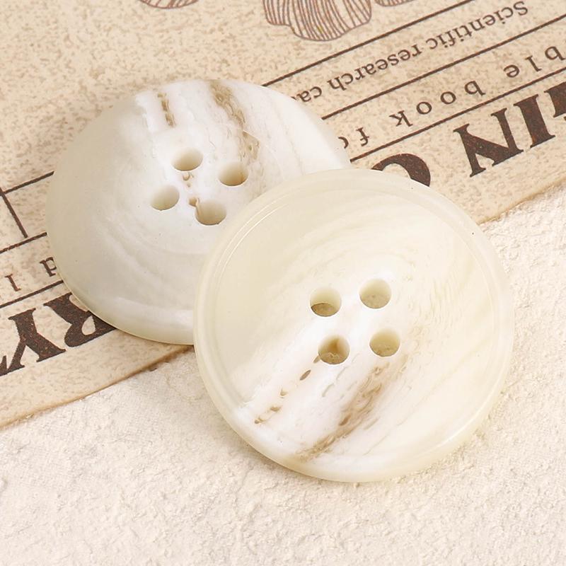 Versatile Beige Resin Coat Buttons: Summer Wear Woolen Round Four-Hole Design for Men and Women