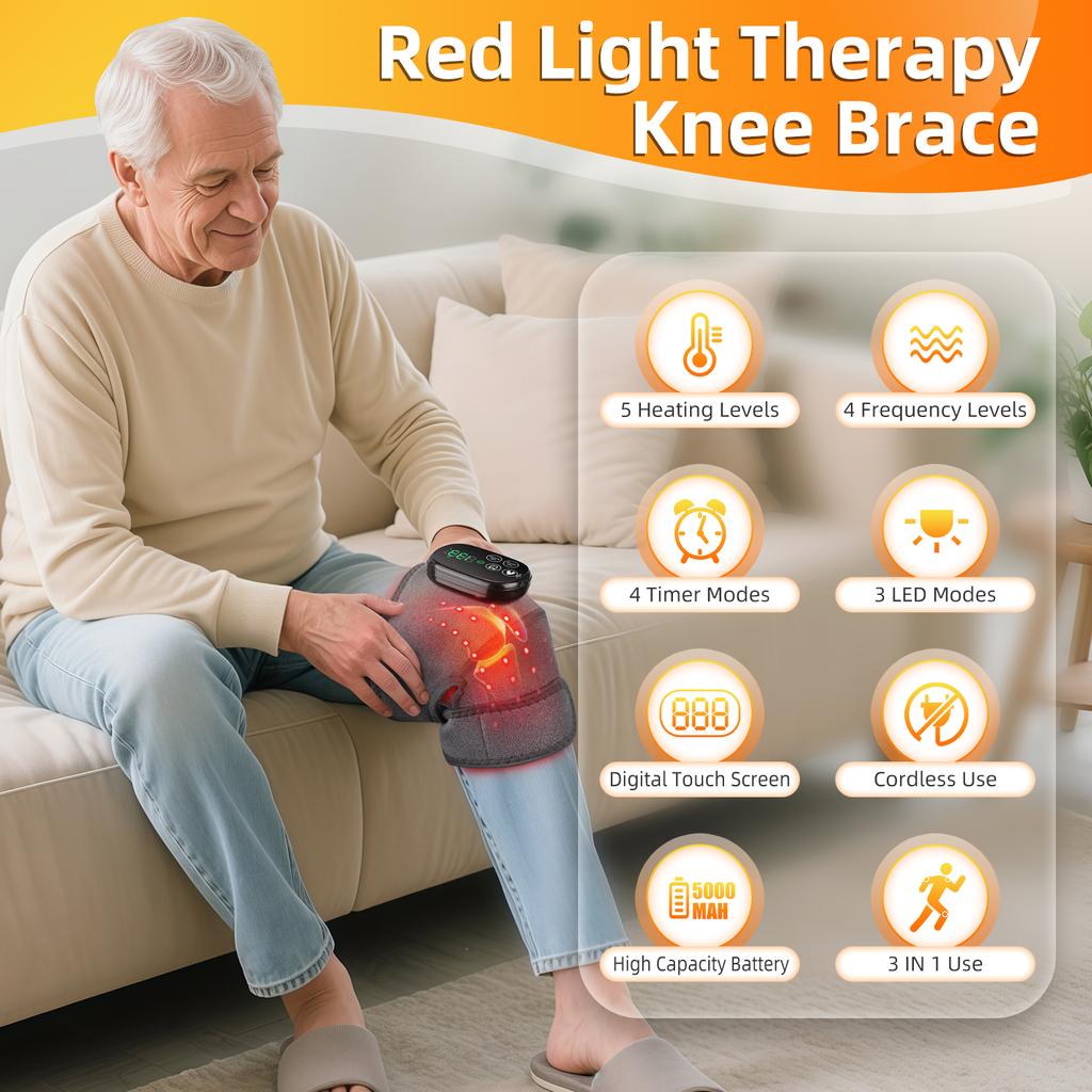 LED Knee Massage Heating Vibration Massage Electric Knee Pad Leg Joint  Heating Pad BraceMuscle Relax 3 In 1 660&850nm