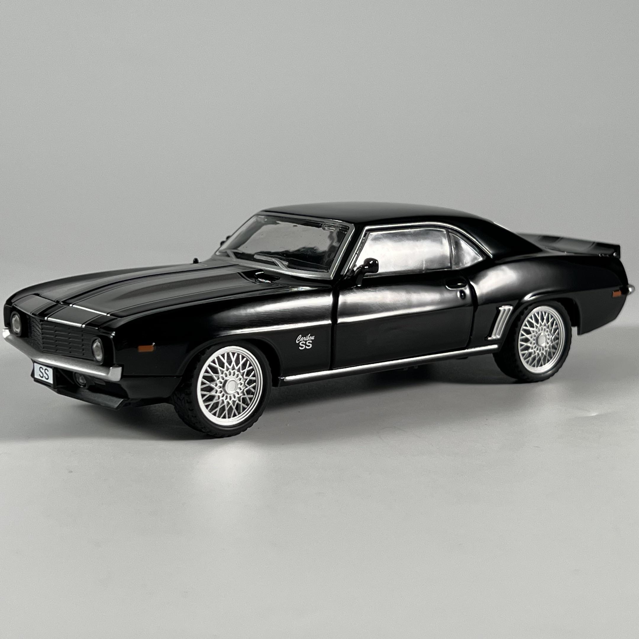 

1:32 Chevrolet Camaro SS 350 1969 Super Classic Sports Cars Alloy Metal Diecast Model Car Sound & Light Pull Back Birthday Gifts чёрный