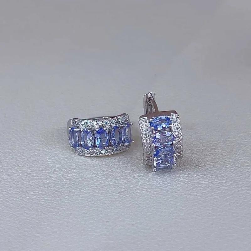 

Серьги SACE GEMS для женщин, серебро 925 пробы, 3*5 мм, натуральный танзанит, клипса для ушей, свадебная вечеринка, изящные ювелирные изделия синий