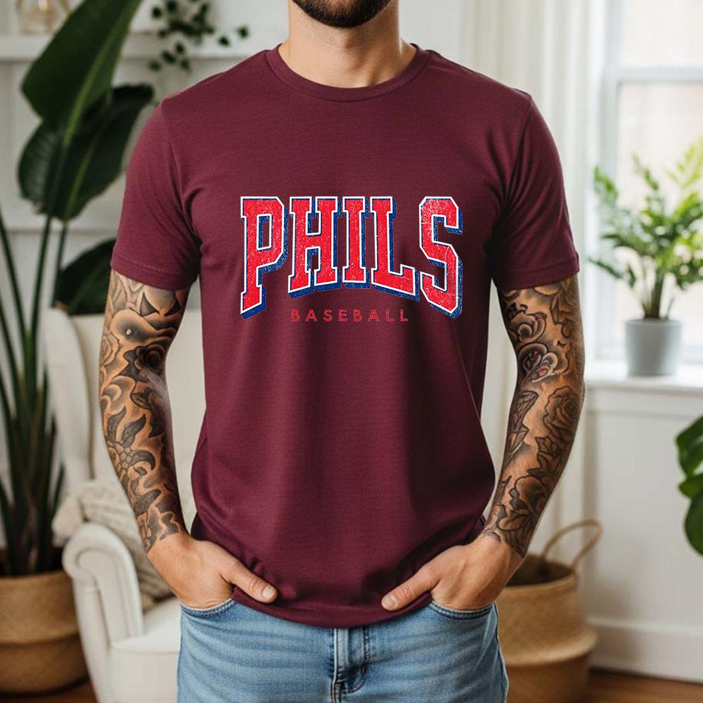 New Summer 100 Cotton Phils Baseball Graphic Oversized Tee Phils Baseball Retro Sporty Style Themed Short Sleeve