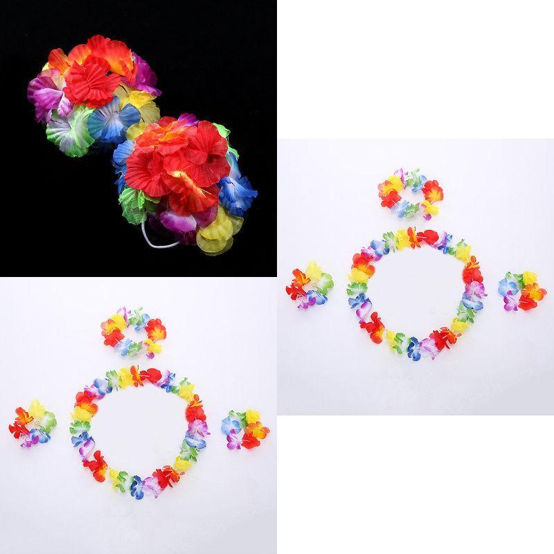 Hawaiian Costume Set With Plastic Grass Skirt For Party Performances And Themed Events