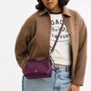 Coach Laurel 19 Brand Logo Flower Pendant Soft Pebble Leather Hand Shoulder Bag Small Women's Plum Color