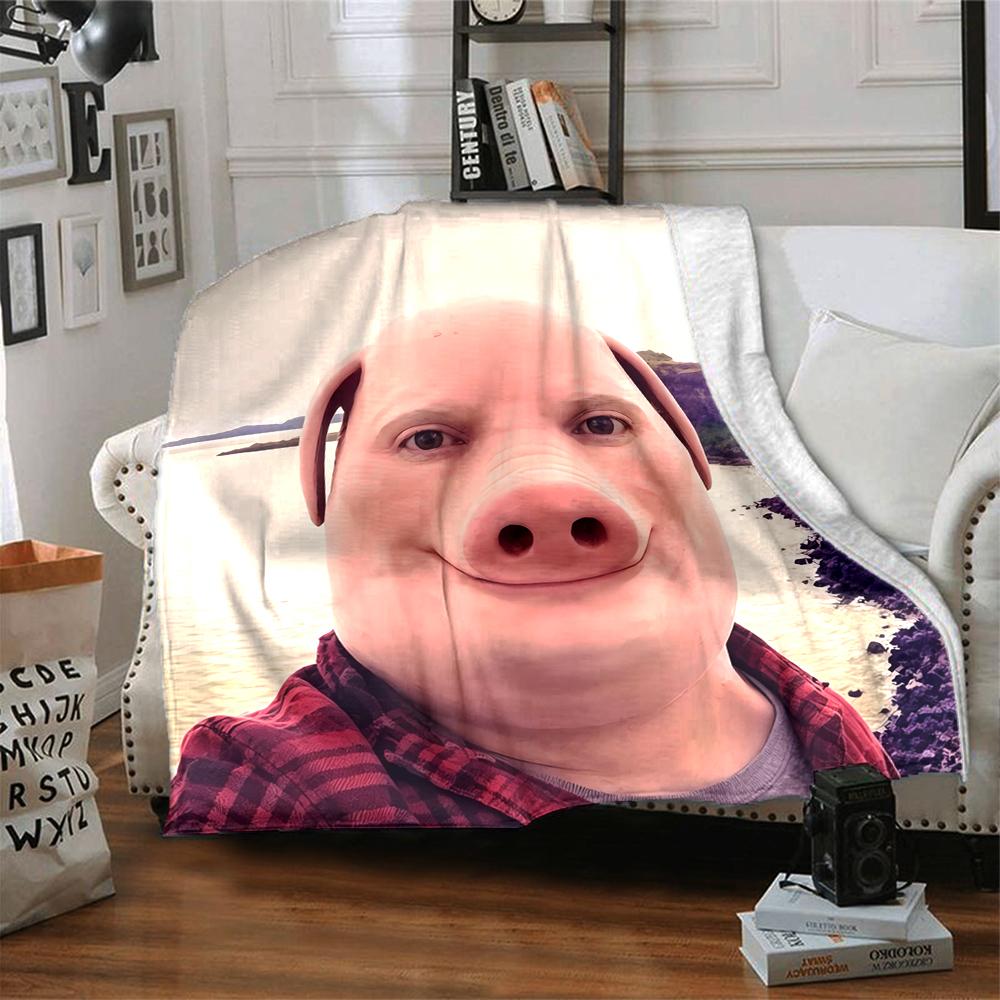 1Pc Pig Nose Selfie Adventure Blanket Soft And Comfortable Casual Warm Camping Travel Christmas Halloween Xmas Gift M928747