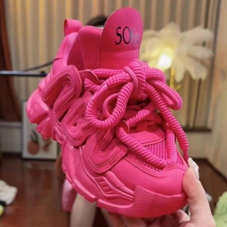 Super soft thick-soled heightening shoes women's spring mesh new versatile sports running women's shoes