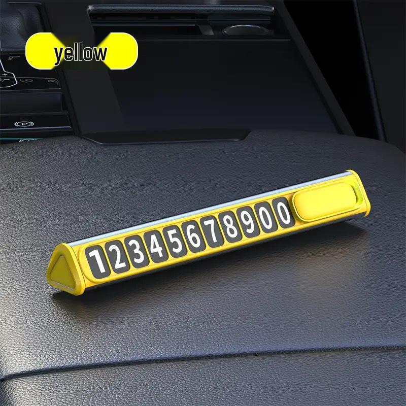 Luminous Zinc Alloy Car Phone Number Plate – Creative Metal Temporary Parking Sign Ornament