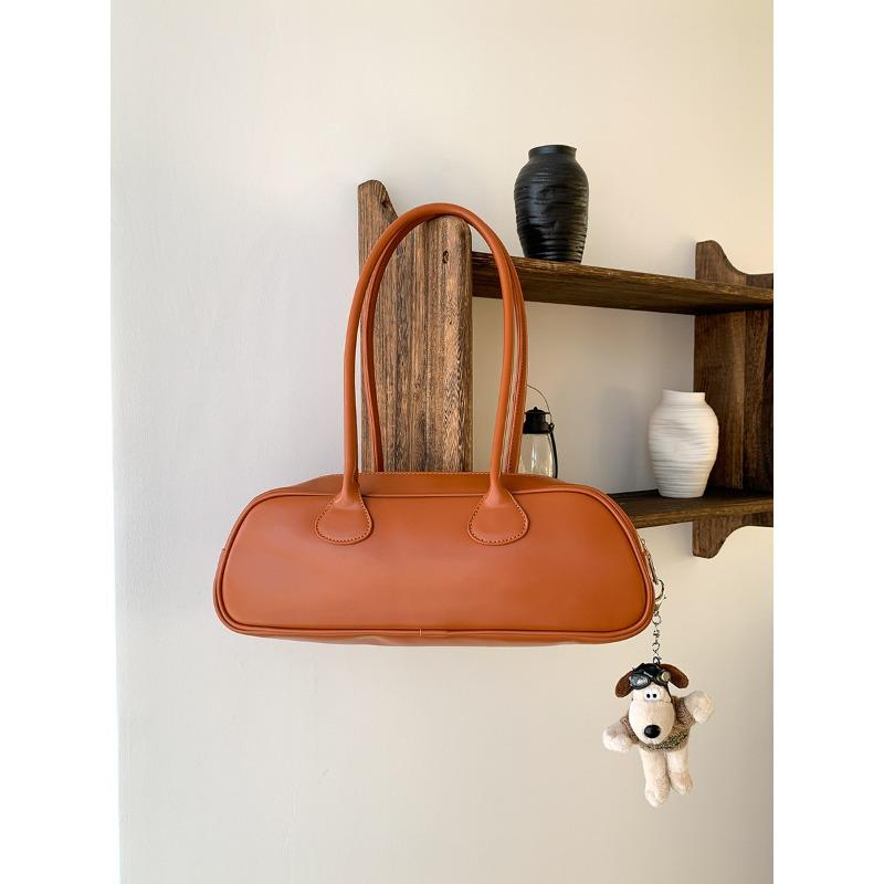 Trendy burgundy baguette bag fashionable retro underarm bag women's portable shoulder bag women