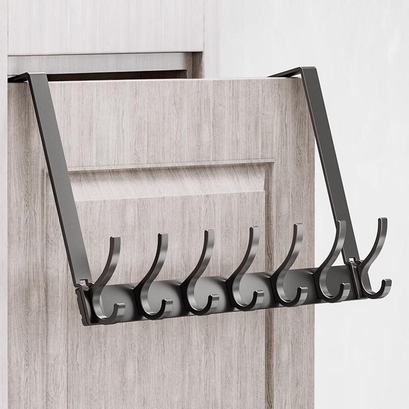 Punch-Free Aluminum Over-the-Door Hook Rack