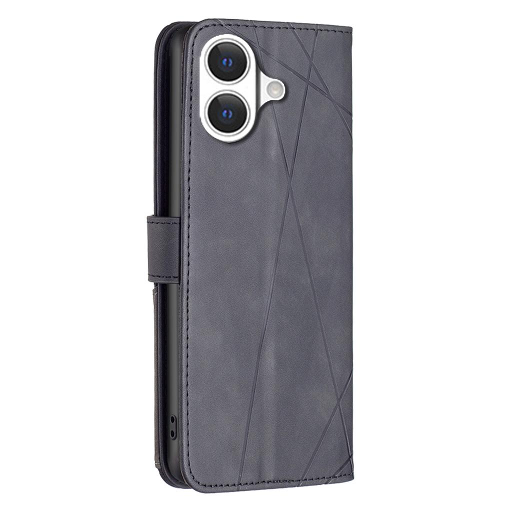 For iPhone 17 Phone Case BINFEN COLOR Wallet Stand Geometry Imprinted Leather Cover