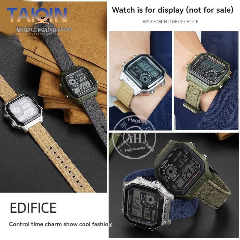 Canvas quick release strap  For Casio G-Shock AE-1200WH/1300/1000/A159 A158W A168 / F91w AE1200 nylon Bracelet Watch Band 18mm