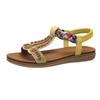 Large size sandals women's summer new flat-bottomed open-toed beaded bohemian beach shoes