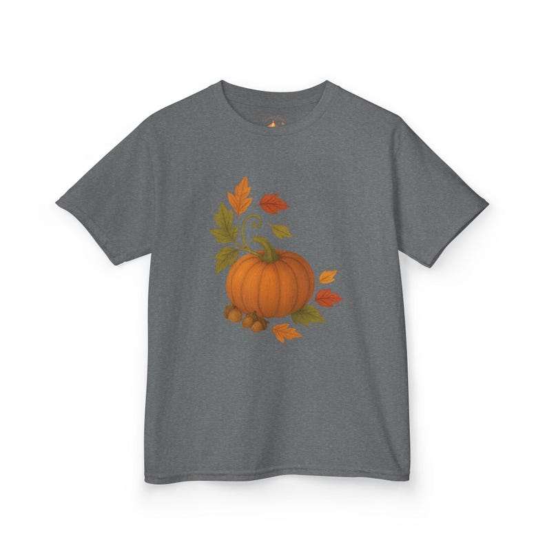 Pumpkin and Autumn Leaves Kids T Shirt, Kids Pumpkin T Shirt, Kids Autumn Tee, Kids Graphic Tee, Youth Clothing, Teenage Girl T Shirt 100