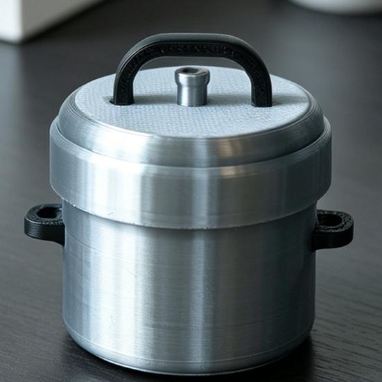 Miniature Pressure Cooker Model 3D Printed Tiny Cookware Ornament with Decompression Button Stress Relief Fidget Toy for Office Desk Decor