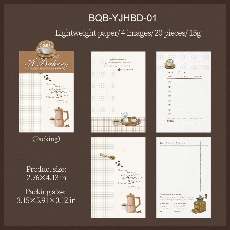 A Bakery Shop Series Vintage Cake Coffee Border Landscape Memo Pad Creative DIY Junk Journal Material Collage Stationery