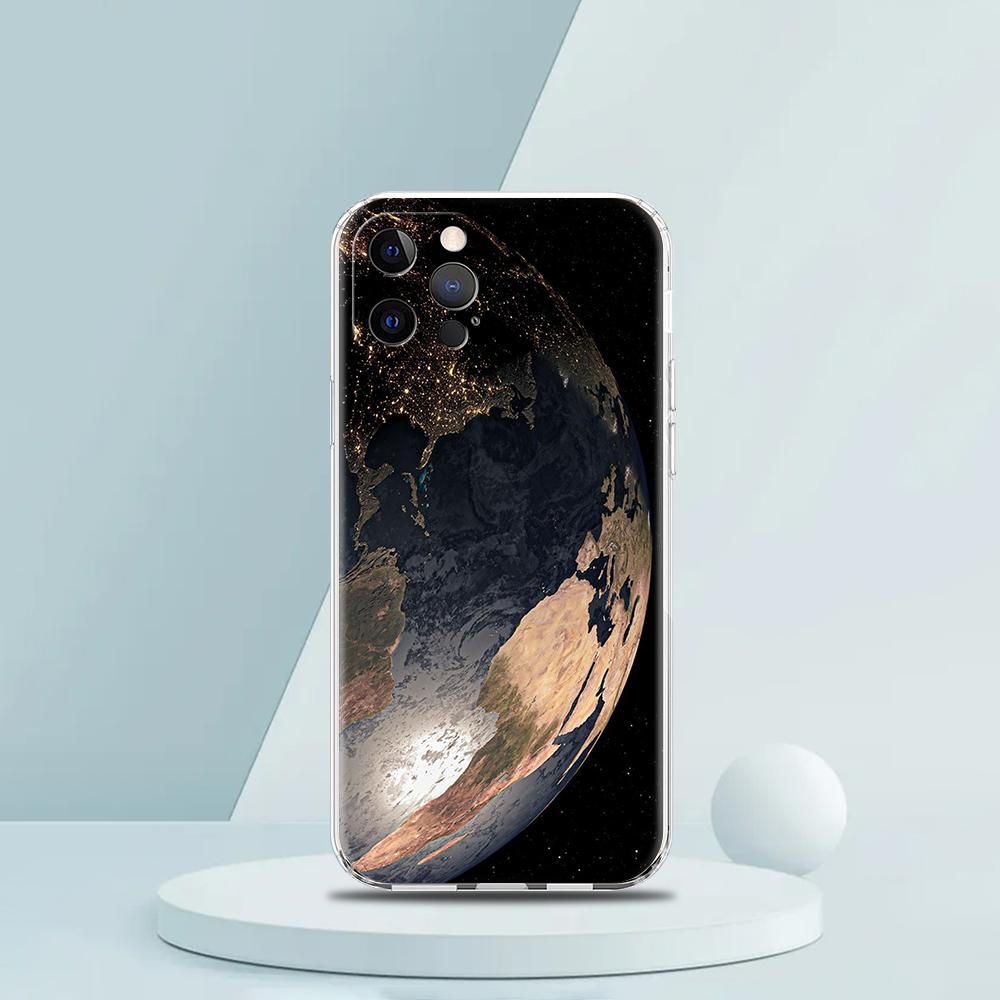 Earth Stars Space Luxury Phone Case For iPhone 16 15 14 13 12 11 Pro Max XS X XR SE 7 8 Plus Soft Silicone Clear Cover