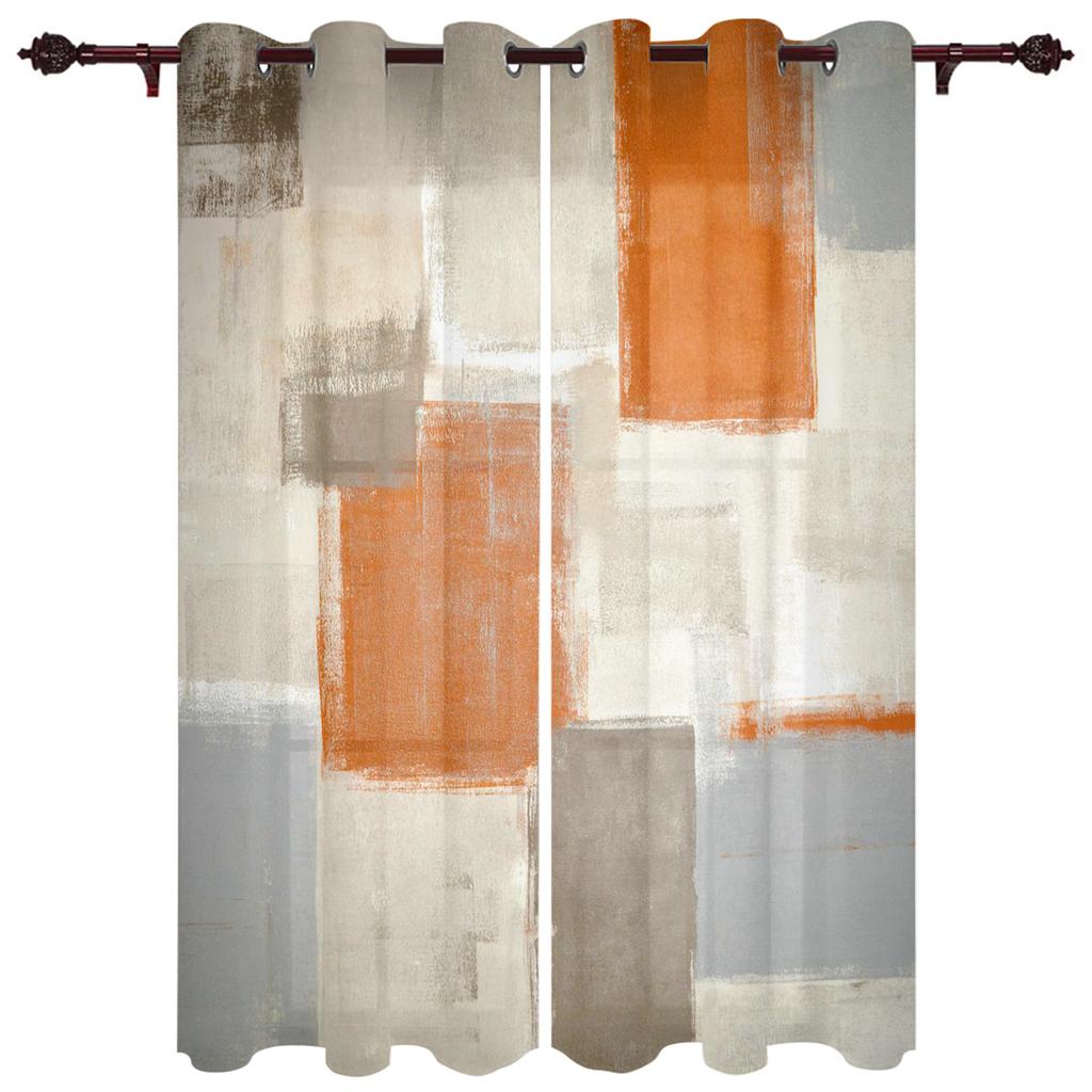 Olieverf Abstract Geometrisch Geel Gordijnen Woondecoratie Woonkamer Gordijnen Badkamer Slaapkamer Raamgordijnen
