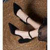 31-44 Women Pumps Fashion Black High Heels Shoes Flock Pointed Sandals Summer New Party Thick Heel Shoes Ladies Wedding Shoes