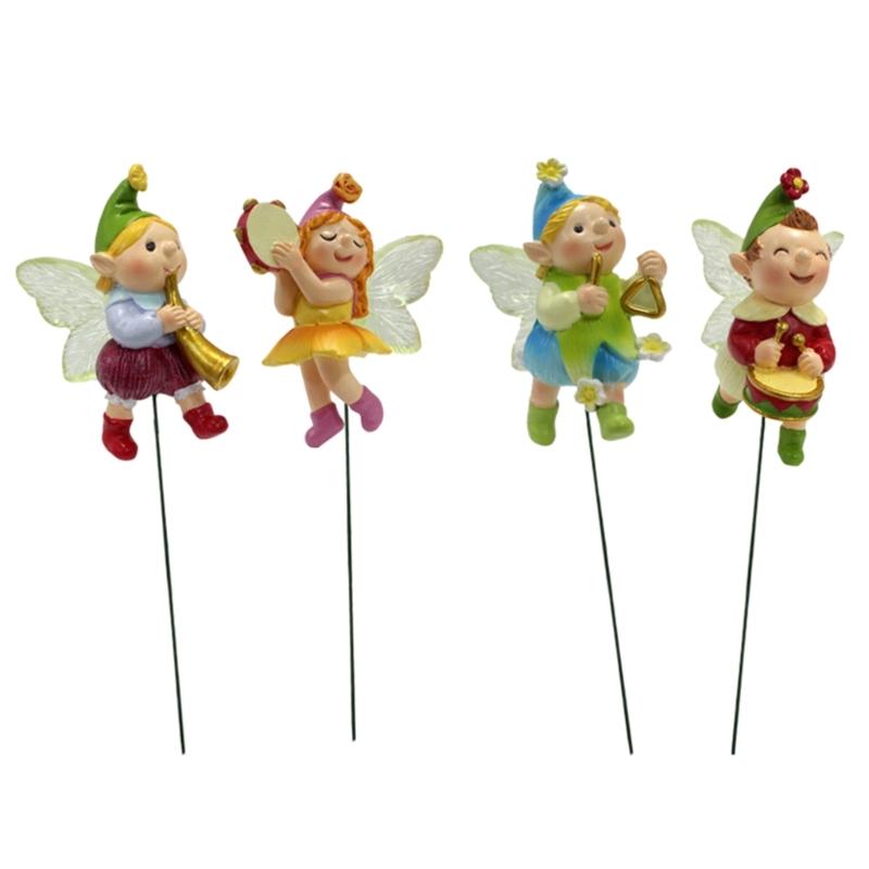 Music Fairy Inspired Ornament Colorful Fairies Figurine Set Resin Craft Fairy Micro Landscape Flower Pots Ornament 1
