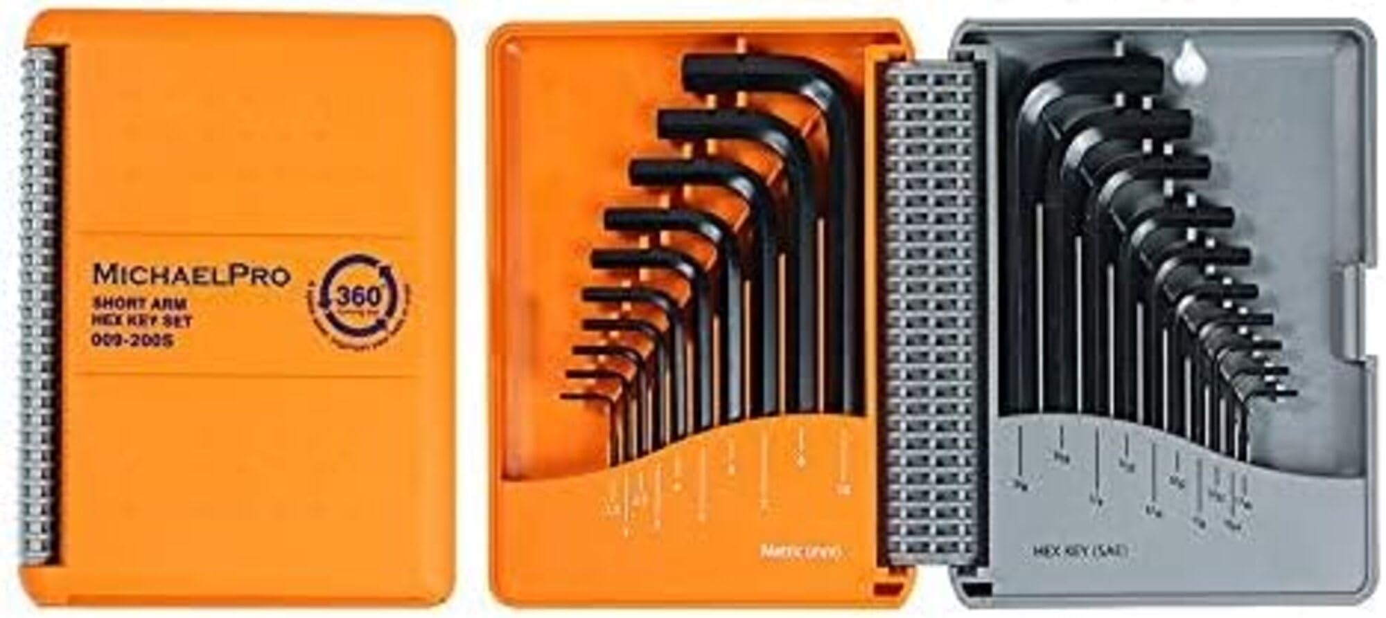 

MichaelPro MP001046 Allen Wrench Set Metric and Standard Short Arm Industrial Grade Hex Key Set with Foldable Organizer in 20 - pcs/pack [item] оранжевый