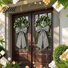 Farmhouse Style Front Door Polyester Sash Porch Garland Weatherproof Decorative Sashes for Outdoor Events Black White Striped Wreath Ribbon