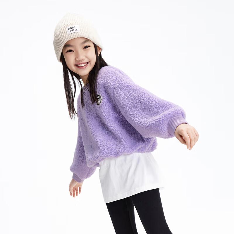 

little MO&Co. Girls Faux Sherpa Layered Sweatshirt 120