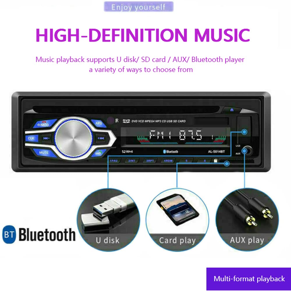 PolarLander Bluetooth Autoradio mit Fernbedienung und Freisprecheinrichtung In-Dash 1DIN UKW USB SD Aux-Eingang DVD CD-Player