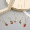 iF ME 5Pcs/Set Cute Fruit Watermelon Strawberry Grape Pendant?Necklace Butterfly Gold Chain Choker for Women Accessories Jewelry