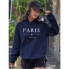 PARIS Graphic Letter Hoodies Women's Hooded Sweatshirt Pullover Top Aesthetic Y2K Street Sport Clothing Woman Hoodie PINK BLACK