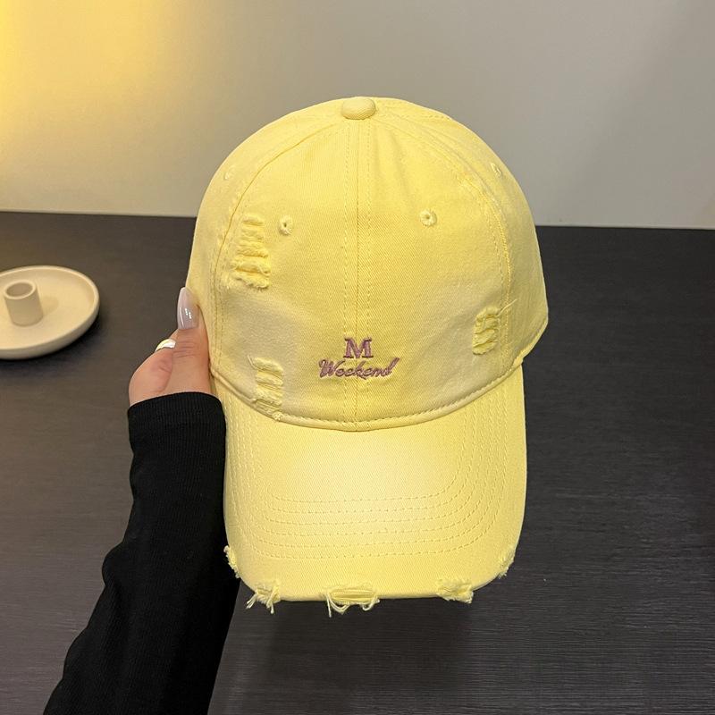 Ripped Letter Embroidery Baseball Cap Children Spring And Summer Soft Top Cap Men'S High Quality Trend