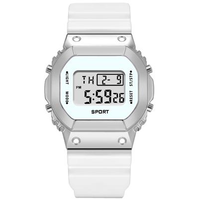 Digitaluhr für Damen, leuchtender Alarm, Kalender, Silikon, Sportuhren