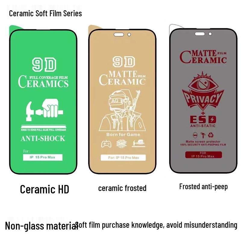 Anti-Peep Frosted Ceramic Screen Protector for iPhone 12-15, 17, X
