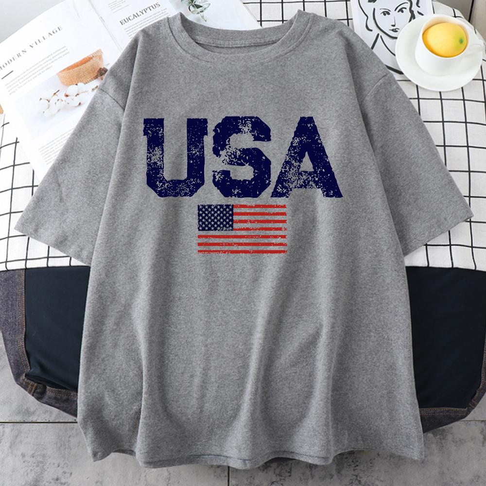 Vintage Usa Flag Street Print Male T Shirts Hip Hop Street Tshirt Summer Casual Cotton Tops Oversized Breathable Tee Clothes