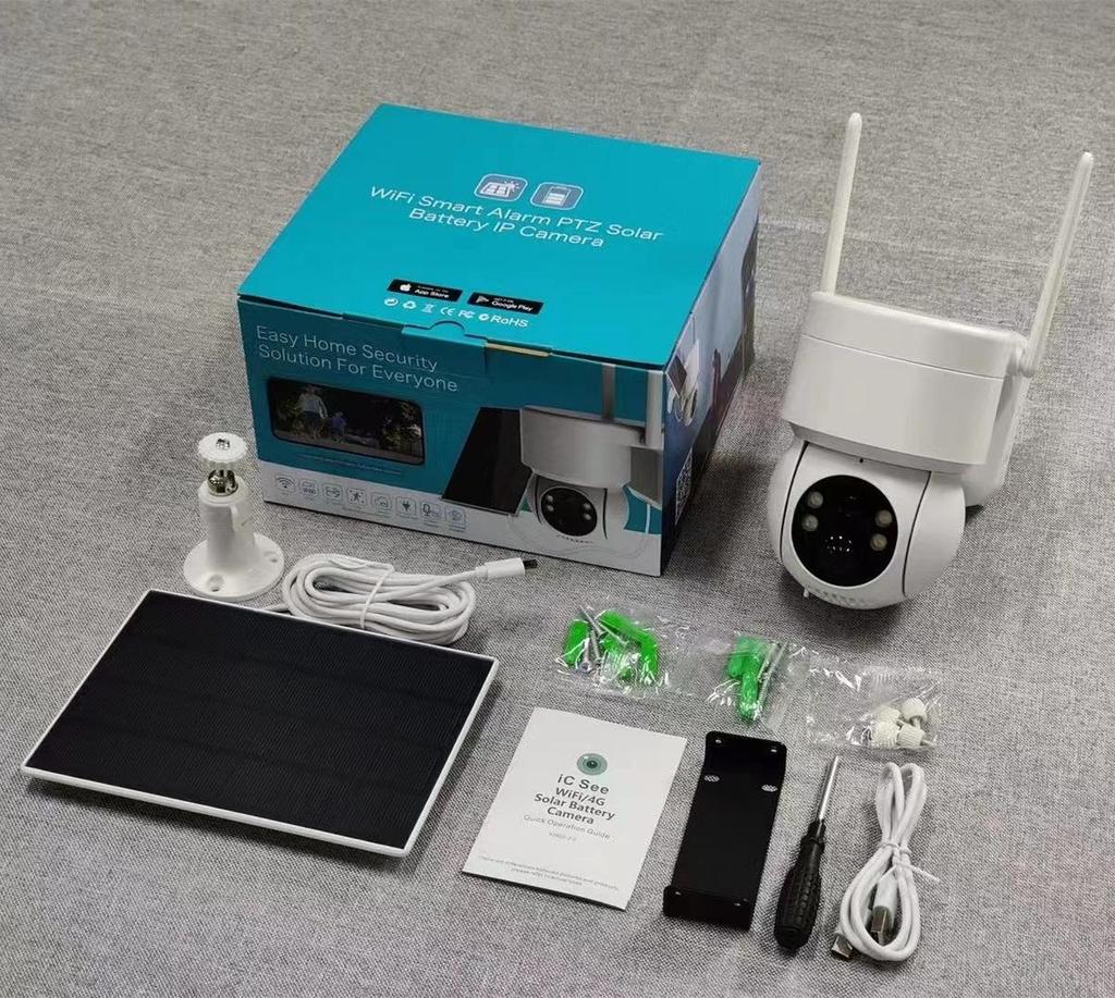 iCSee Solar-Powered PTZ Wireless Security Camera with Battery Monitor