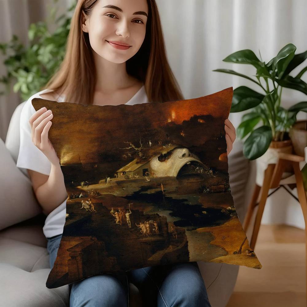 

Hieronymus Bosch Art Painting Pillow Case Sofa Decorative Home Double-sided Printing Short Plush Cushion Pillow Cover Gift 12x12Inch