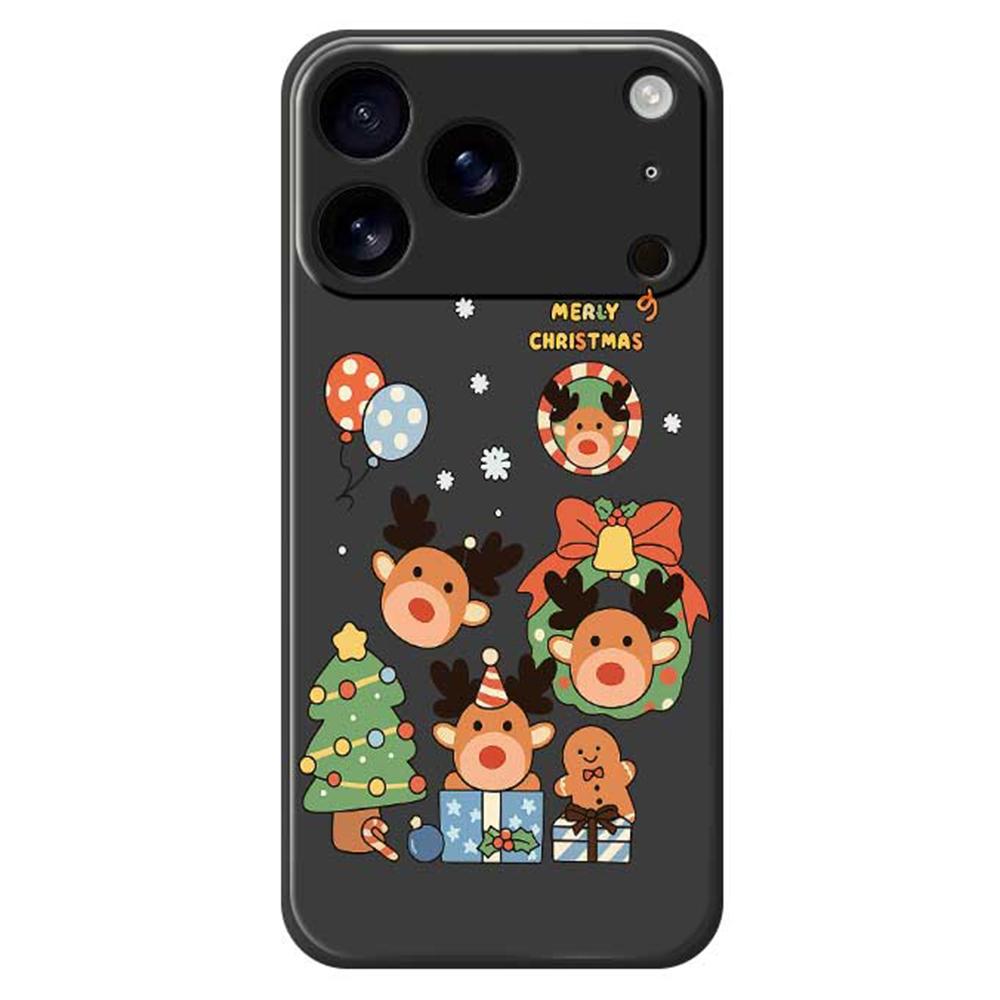 

For iPhone 17 Pro Case Christmas Gift Deer Pattern Printing Straight Edge TPU Phone Back Cover