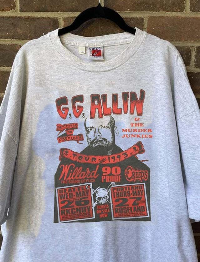 Vtg GG ALLIN punk rock band ash grey t-shirt QT7916 Unisex T-Shirt M