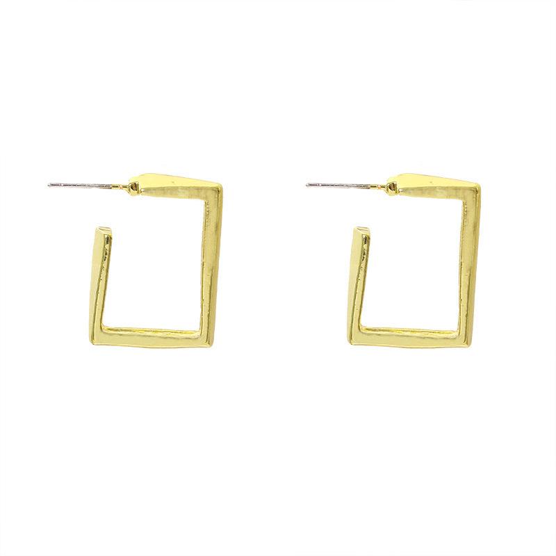 Gold Geometric Metal Square Curve Dangle Earring for Women Punk Temperament Jewelry Christmas Gift