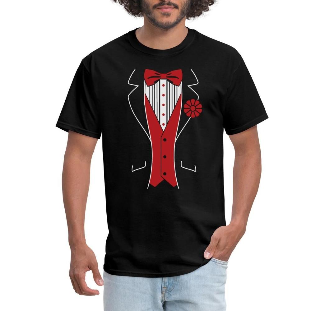 Tuxedo With Red Bow Tie And Flower Men s T-Shirt Unisex T-Shirt XXL