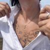 [Jurais] Hawaiian Jewelry Stainless Steel Pendant Necklace Silver X Pink 45-50