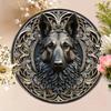 1pc Vintage German Shepherd Metal Wall Art Round Aluminum Sign for Home Decor
