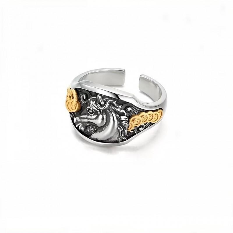 Adjustable Open Ring Men Women Vintage Horse Coin Motif Jewelry Gift 2026 Copper Plated