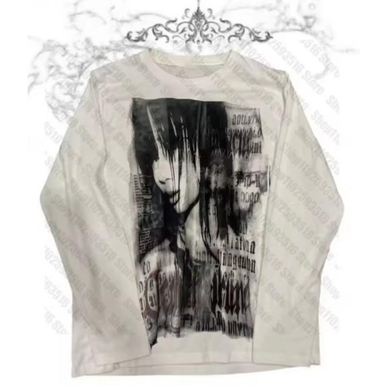 Unisex Vintage Streetwear Long Sleeve T-Shirt With 3D Digital Print Loose Fit Casual Tee Daily Wear