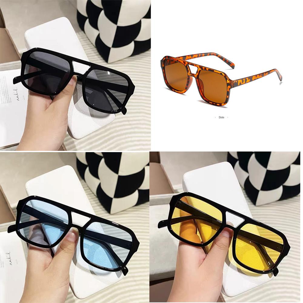 2023 Double bridge square Women Sunglasses Vintage Brand Designer Men Sun Glasses Shades Female Exaggerated oversize sunglasses